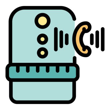 Bu renk simgesi ses kontrolü kavramını temsil eden akıllı telefona çarpan ses dalgalarını içerir