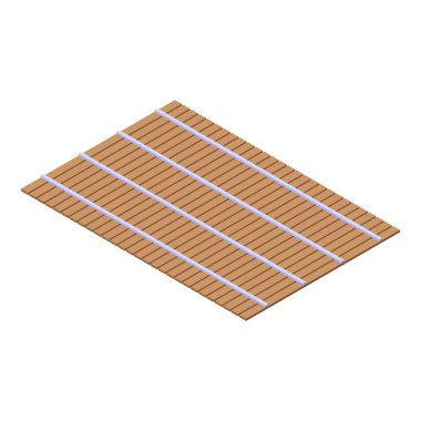 Makizushi 'yi evde veya restoranlarda hazırlamak için ideal olan izometrik projeksiyonu sunan suşi hasırı.