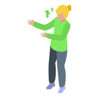 Koç el hareketleri ve yukarı doğru oklar kullanarak kişisel ve profesyonel büyümeyi, gelişmeyi ve başarıyı sembolize ediyor.