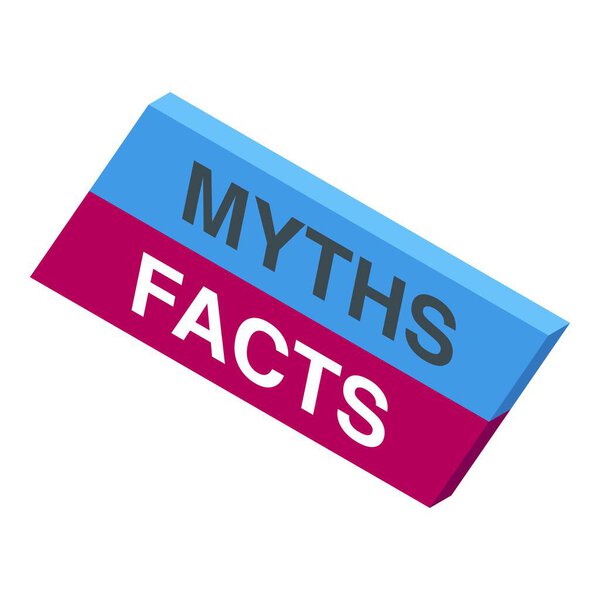 3d illustration of a sign showing the contrast and separation between facts and myths