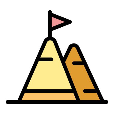 Bayrak bir dağın tepesinde sallanıyor, meydan okuyucu bir amacın başarısını kutluyor.