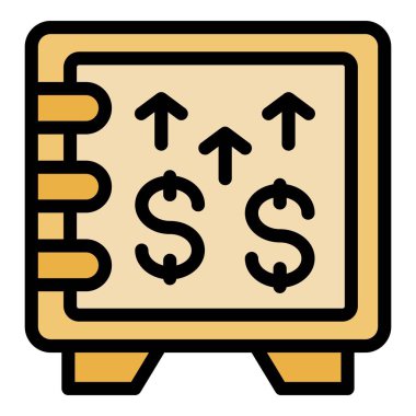 Bu renk vektör simgesi dolar değerini artıran bir kasa gösterir