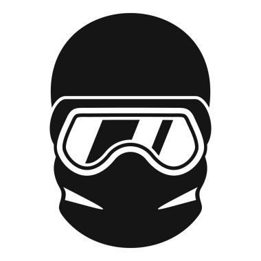 Koruyucu maske ve gözlük takan bir paintball oyuncusunun silueti harekete hazır.