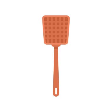 Simple vector illustration of a fly swatter with a grid standing up on a white background clipart