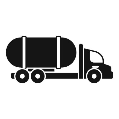 Sıvı taşıyan, endüstriyel nakliye ve dağıtım hizmetlerini temsil eden bir tank kamyonunun siyah silueti.