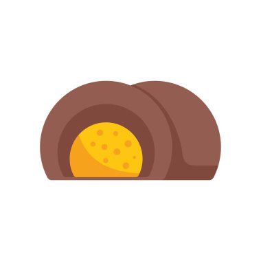 Yuvarlak çikolatalı şekerler, sarı dolgulu.