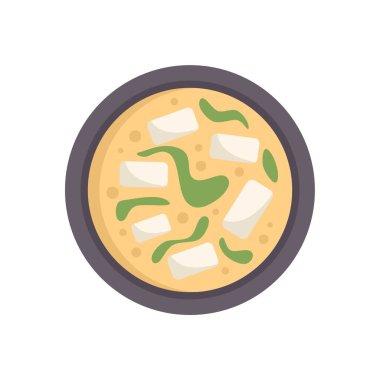 Miso soup with tofu and seaweed is a popular japanese dish, often served as a starter or light meal clipart