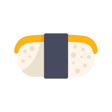 Tamago suşisinin basit vektör çizimi, popüler bir Japon yemeği, Sirkeli yumurta omleti ve Norveç yosununa sarılmış pirinç.