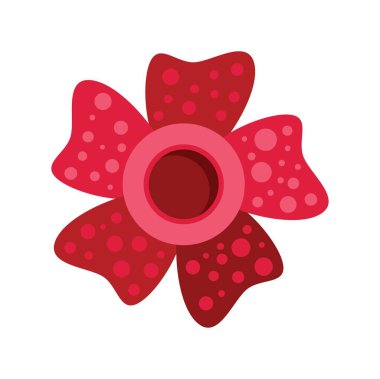 Large red rafflesia flower blooming with five petals and covered in white polka dots clipart