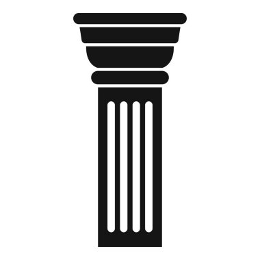 Toskana düzen sermayesine sahip flütlü bir sütunun basit siyah ve beyaz vektör simgesi, tarih, mimari veya klasik tasarım ile ilgili projeler için idealdir