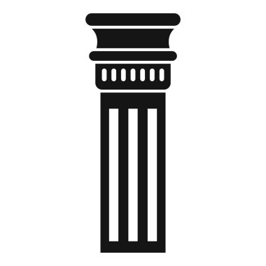 Toskana sermayeli flütlü bir sütunun basit siyah ve beyaz vektör simgesi, klasik mimariyi temsil etmek için mükemmel