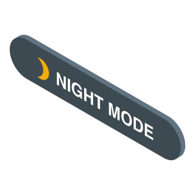Hilal ay simgesi olan Isometric gece modu düğmesi, düşük aydınlık ortamlarda rahatça görebilmek için karanlık temayı etkinleştirir