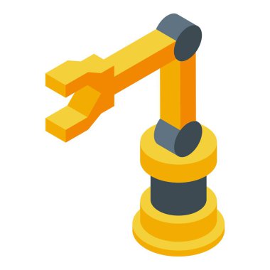 Endüstriyel robot kol manipülatörü çalışıyor, otomasyon teknolojisi izometrik görünümde