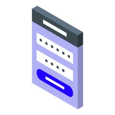 Akıllı telefon ekranında izometrik görünümde parola ve düğme içeren giriş formu