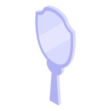 Shield shaped hand mirror reflecting light, creating a sense of elegance and style in isometric view