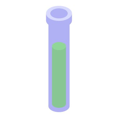 Bilimsel deney ve araştırma için kullanılan yeşil kimyasal sıvıyı içeren cam test tüpü.