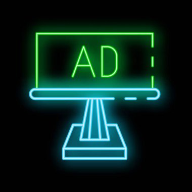 Ekranda gösterilen bir ilanı gösteren neon ışığı