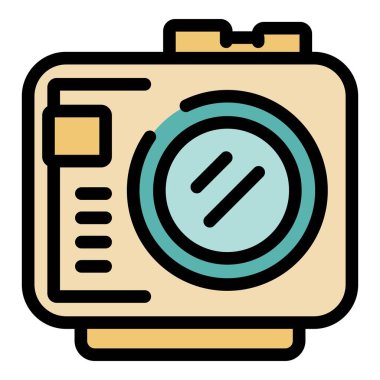 Bu renkli simge dijital bir kamera içeriyor, fotoğrafçılığı sembolize ediyor ve anıları yakalıyor