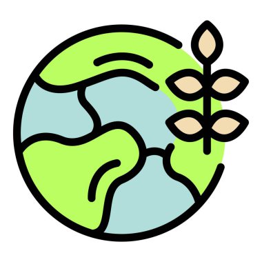 Küresel tarım kavramını ve gezegenimizi korumanın önemini temsil eden basit renkli ikon