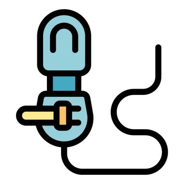 Elektrik prizine takılan bir elektrik prizinin karikatür vektör çizimi