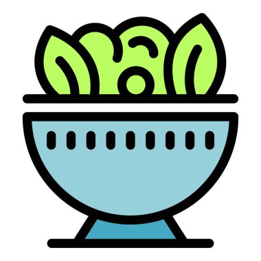 Bu basit ikon bir kase yeşil salatayı tasvir ediyor. Sağlıklı beslenme ve yaşam tarzı seçimlerini temsil etmek için mükemmel.