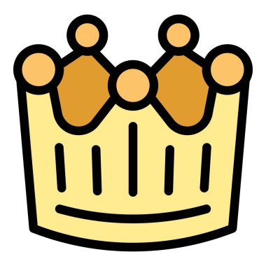 Kalın siyah çizgili sade altın taç ikonu, monarşi, kraliyet ve güç gibi kavramları temsil ediyor.