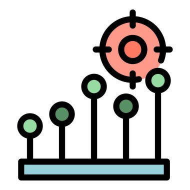 Büyüyen bir tablo, hedeflere ulaşma konsepti ve ticari başarı üzerinde hedef sembolü olan iş grafiği