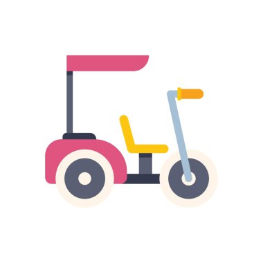 Pedallı bir arabayı temsil eden renkli bir simge, çocukluk anılarını ve açık hava eğlencesini çağrıştırıyor