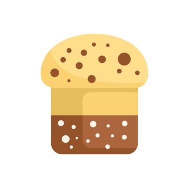 Geleneksel paskalya ekmeğinin basit bir vektör çizimi. Çikolata parçacıkları ve şeker jöleli, beyaz arka planda izole edilmiş.