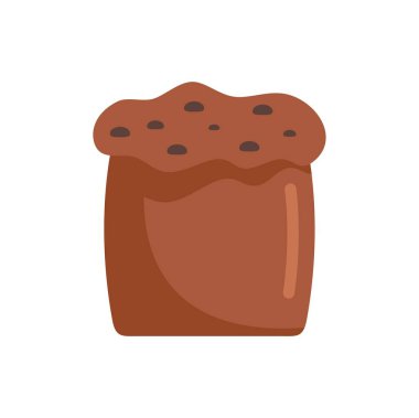 Üzerinde çikolata parçacıkları olan çikolatalı kek resmi beyaz arka planda izole edilmiş.