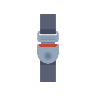 Güvenlik kemerinin basit düz vektör çizimi güvenli bir şekilde bağlandı ve güvenlik önlemlerinin önemini vurguladı