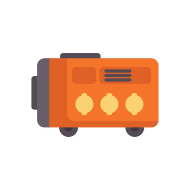 Çoklu prizli turuncu taşınabilir jeneratör, elektrik sağlıyor.