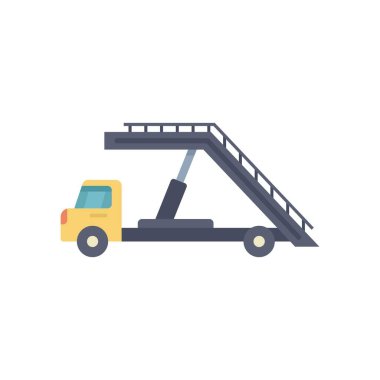 Sarı havaalanı yolcusu beyaz arka planda duran seyyar taşıyıcı aracı.