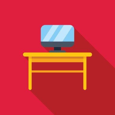 Masasında bilgisayar monitörü bulunan temiz, minimalist çalışma alanı, iş, üretkenlik veya teknolojiyle ilgili kavramlar için ideal