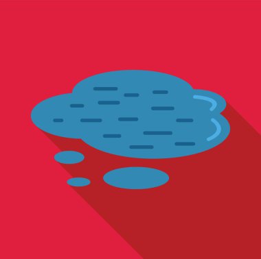 Kırmızı arkaplanda hava kirliliğine işaret eden parçacıklar yayan mavi bulutun vektör çizimi