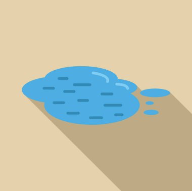 Su birikintisinin basit, düz bir tasarımı. Dalgalanmaları, ışığı yansıtması ve tarafsız bir arkaplanda uzun bir gölge oluşturması.