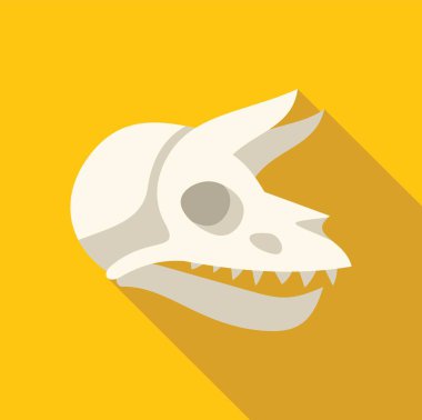 Protoceratops dinosaur skull fossil representing extinct animal life from prehistoric times, isolated on vibrant yellow background clipart