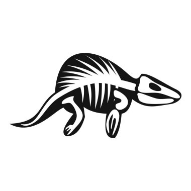 Lystrosaurus fosil iskelet yürüyüşü, siyah beyaz çizimler