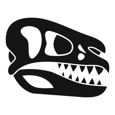 Bir dinozor kafatasının yan görünüşü, tehditkar dişlerini ve büyük göz çukurlarını vurguluyor, antik bir güç ve tarih öncesi yaşamı çağrıştırıyor.