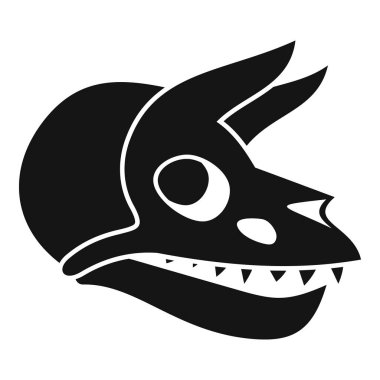 Tarzlı bir dinozor kafatası silueti, belirgin boynuzlar ve keskin dişler, tarih öncesi bir güç ve vahşeti çağrıştırıyor.