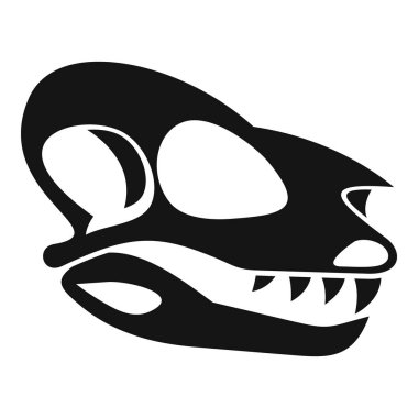 Keskin dişleri ve göze çarpan göz çukurlarıyla tarih öncesi yaşamı anımsatan bir dinozor kafatasının yan görüntüsü.