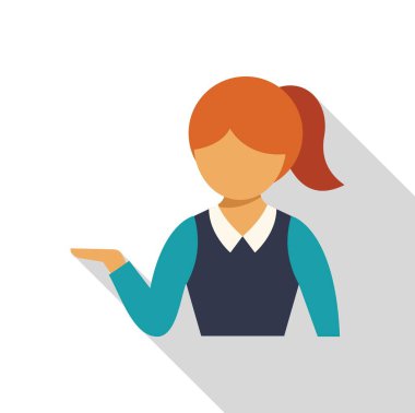 İş kadını uzun gölgeli düz tasarım illüstrasyonunu gösteriyor