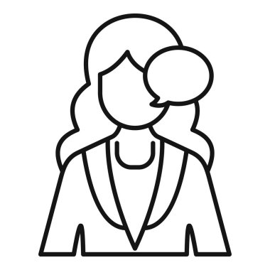 İş kadını, mesajını temsil etmek için bir konuşma balonu kullanarak fikirleri ve bilgileri etkili bir şekilde iletiyor.