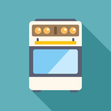 Dört ocağı ve fırını olan bir mutfak ocağı, pişirme ve pişirme için ideal.