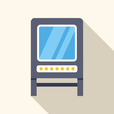 Bilet makinesi biletleri dokunmatik ekran ve aydınlatma düğmeleri ile onaylıyor, uzun gölge tasarımı