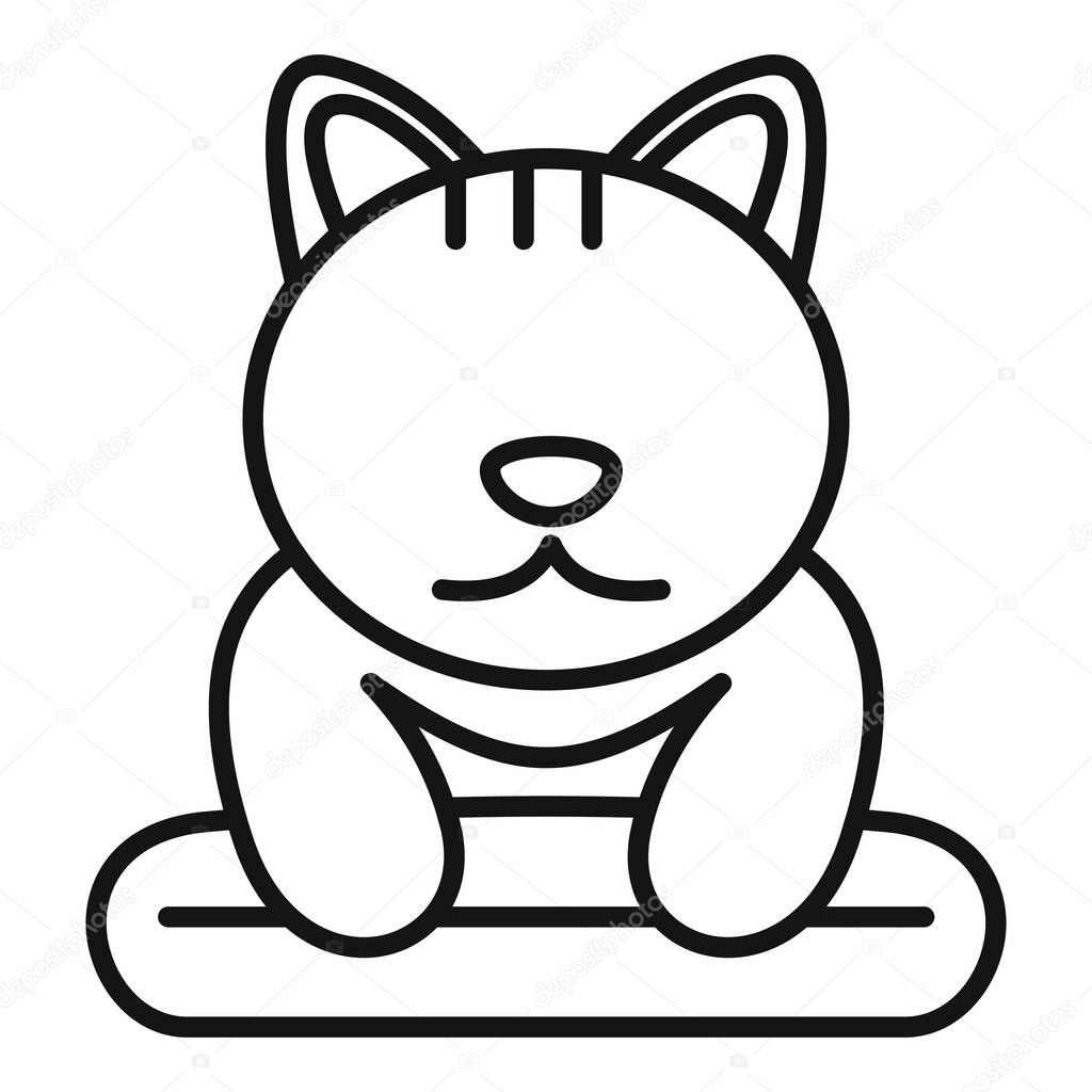 Adorable cartoon cat relaxing peacefully on a soft mat, enjoying a moment of tranquility