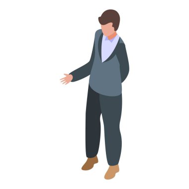 İşadamı önemli bir şeyi açıklarken el kol hareketi yapıyor.