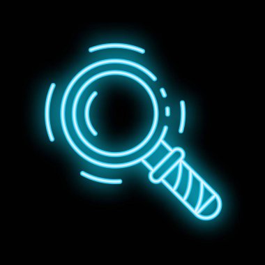 Aramayı ve bilgiyi sembolize eden neon büyüteç