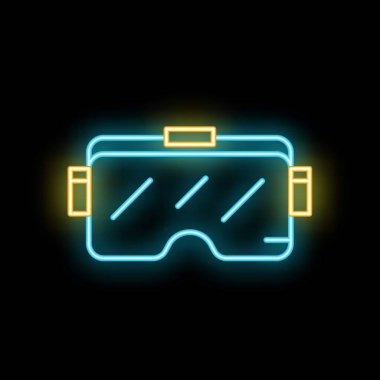 Koyu arkaplanda parlayan mavi neon ışıklı Vr kulaklık