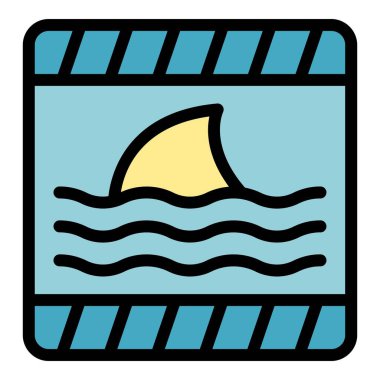 Okyanus sularında yüzen köpekbalığı yüzgecinin kare simgesi